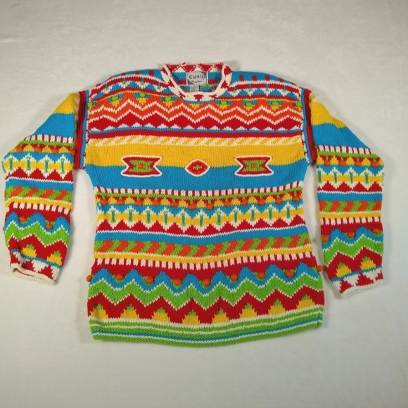 Women's Clarity Creations Hand Knit Colorful Artistic Cheerful Soft Sweater Med. - Picture 1 of 12